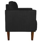 Poltrona Sala Decorativa Livia Pé Madeira Castanho Suede M11