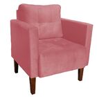 Poltrona Sala Decorativa Livia Pé Madeira Castanho Suede M11