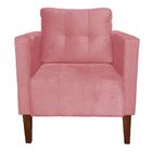 Poltrona Sala Decorativa Livia Pé Madeira Castanho Suede M11