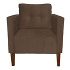 Poltrona Sala Decorativa Livia Pé Madeira Castanho Suede M11