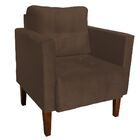 Poltrona Sala Decorativa Livia Pé Madeira Castanho Suede M11