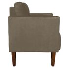 Poltrona Sala Decorativa Livia Pé Madeira Castanho Suede M11