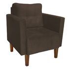 Poltrona Sala Decorativa Livia Pé Madeira Castanho Suede Marr