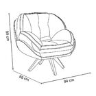 Poltrona Sala Decorativa Luisiana Veludo Cinza Base De Madeir