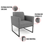 Poltrona Sala Decorativa Marisa Aço Industrial Preto Linho Gr