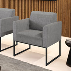 Poltrona Sala Decorativa Marisa Aço Industrial Preto Linho Gr