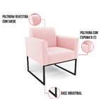 Poltrona Sala Decorativa Marisa Aço Industrial Preto Suede Ro