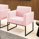 Poltrona Sala Decorativa Marisa Aço Industrial Preto Suede Ro