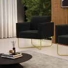 Poltrona Sala Decorativa Marisa Aço Industrial X Dourado Sued