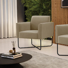 Poltrona Sala Decorativa Marisa Aço Industrial X Preto Suede