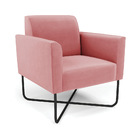 Poltrona Sala Decorativa Marisa Aço Industrial X Preto Suede