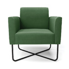 Poltrona Sala Decorativa Marisa Aço Industrial X Preto Suede