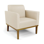 Poltrona Sala Decorativa Marisa Base Madeira Castanho Sintéti