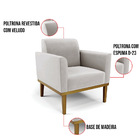 Poltrona Sala Decorativa Marisa Base Madeira Castanho Veludo