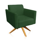 Poltrona Sala Decorativa Marisa Giratória Madeira Suede D03 -