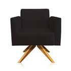 Poltrona Sala Decorativa Marisa Giratória Madeira Suede D03 -
