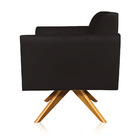 Poltrona Sala Decorativa Marisa Giratória Madeira Suede D03 -