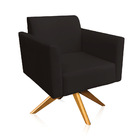 Poltrona Sala Decorativa Marisa Giratória Madeira Suede D03 -