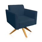 Poltrona Sala Decorativa Marisa Giratória Madeira Suede D03 -