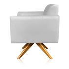 Poltrona Sala Decorativa Marisa Giratória Madeira Suede D03 -