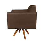 Poltrona Sala Decorativa Marisa Giratória Madeira Suede Marro