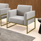 Poltrona Sala Decorativa Marisa Industrial Alta Dourada Velud