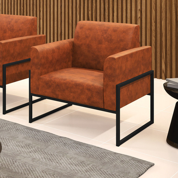 Poltrona Sala Decorativa Marisa Industrial Alta Preto Sintéti