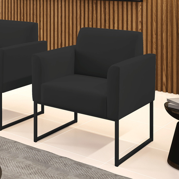 Poltrona Sala Decorativa Marisa Industrial Preto Veludo D03 -