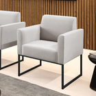 Poltrona Sala Decorativa Marisa Industrial Preto Veludo D03 -