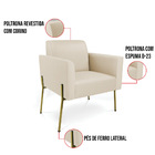 Poltrona Sala Decorativa Marisa Pé Aço Dourado Sintético D03