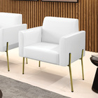 Poltrona Sala Decorativa Marisa Pé Aço Dourado Sintético Pu D