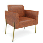 Poltrona Sala Decorativa Marisa Pé Aço Dourado Sintético Pu D