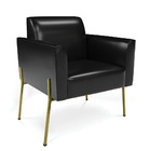 Poltrona Sala Decorativa Marisa Pé Aço Dourado Sintético Pu D