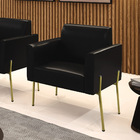 Poltrona Sala Decorativa Marisa Pé Aço Dourado Sintético Pu D