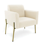 Poltrona Sala Decorativa Marisa Pé Aço Dourado Veludo D03 - D