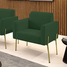 Poltrona Sala Decorativa Marisa Pé Aço Dourado Veludo D03 - D
