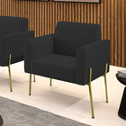 Poltrona Sala Decorativa Marisa Pé Aço Dourado Veludo D03 - D