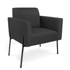 Poltrona Sala Decorativa Marisa Pé Aço Preto Sintético D03 -