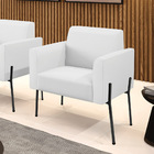 Poltrona Sala Decorativa Marisa Pé Aço Preto Sintético D03 -