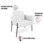 Poltrona Sala Decorativa Marisa Pé Aço Preto Sintético D03 -