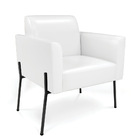 Poltrona Sala Decorativa Marisa Pé Aço Preto Sintético Pu D03