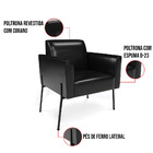 Poltrona Sala Decorativa Marisa Pé Aço Preto Sintético Pu D03