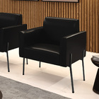 Poltrona Sala Decorativa Marisa Pé Aço Preto Sintético Pu D03