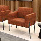 Poltrona Sala Decorativa Marisa Pé Aço Preto Sintético Pu D03