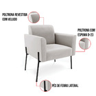 Poltrona Sala Decorativa Marisa Pé Aço Preto Veludo D03 - D'r