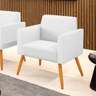 Poltrona Sala Decorativa Marisa Pé Palito Castanho Sintético