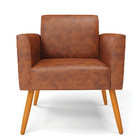 Poltrona Sala Decorativa Marisa Pé Palito Castanho Sintético