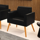 Poltrona Sala Decorativa Marisa Pé Palito Castanho Sintético