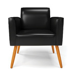 Poltrona Sala Decorativa Marisa Pé Palito Castanho Sintético