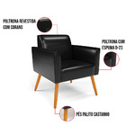 Poltrona Sala Decorativa Marisa Pé Palito Castanho Sintético